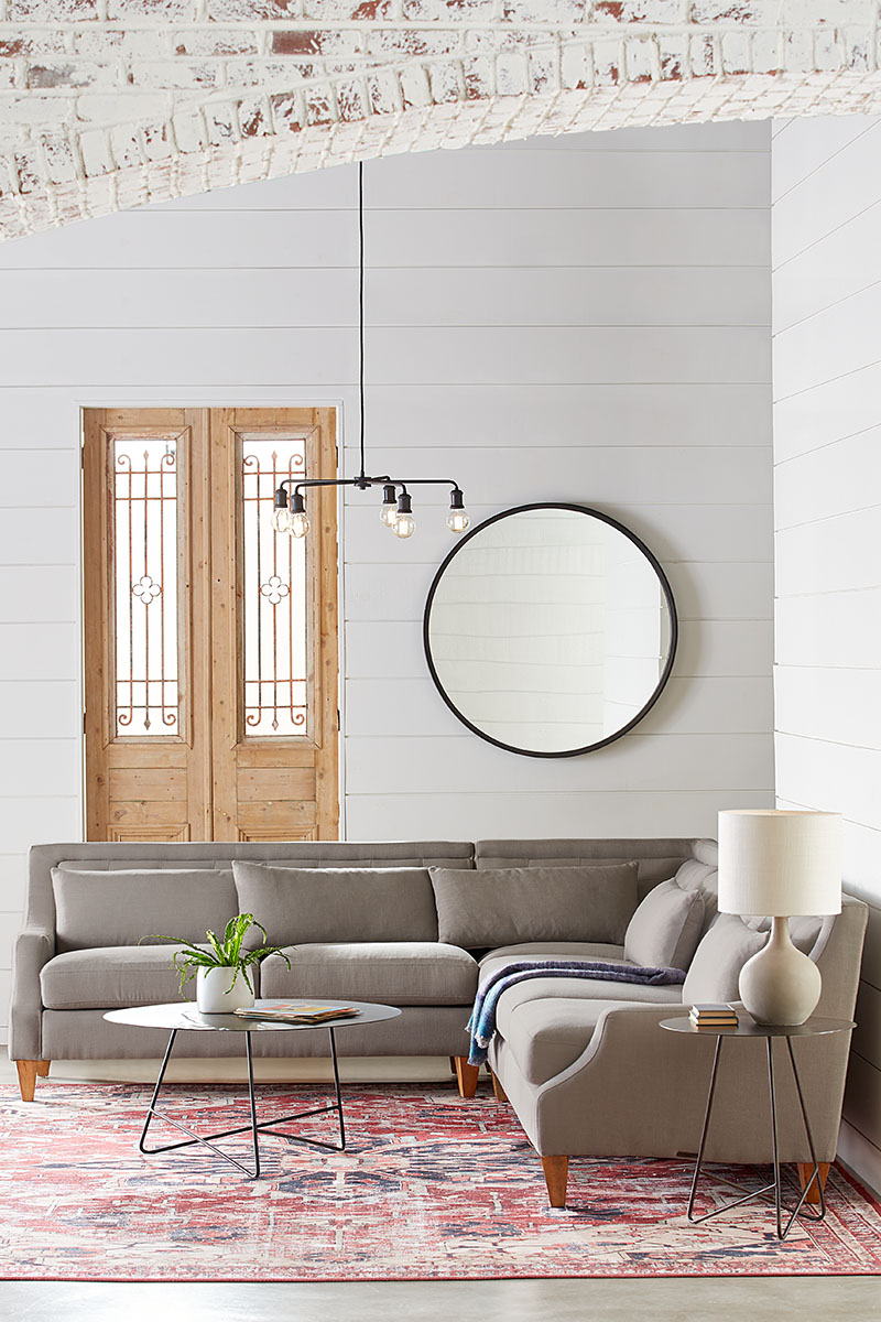 Farmhouse Living Room Ideas: Add a Tufted Sofa