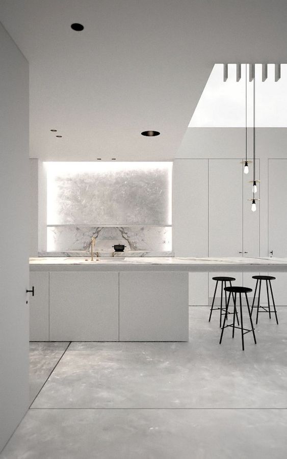 Minimalist Kitchen Ideas: Enchanting All-white Kitchen
