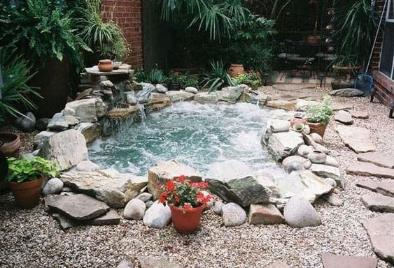 stone hot tub feature