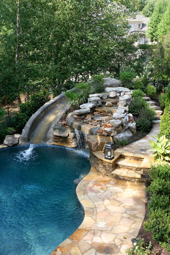 Swimming Pools With Slides: Dazzling Rocky Slide