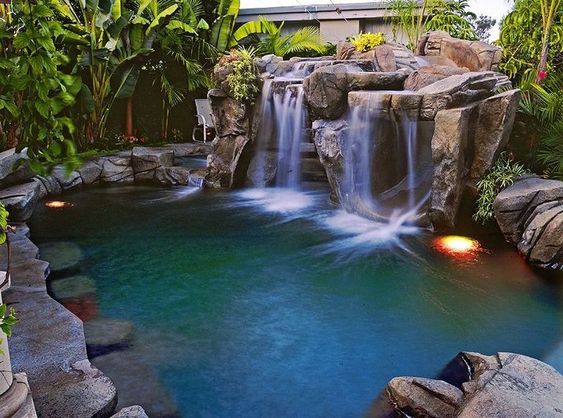 swimming pool with waterfalls ideas feature