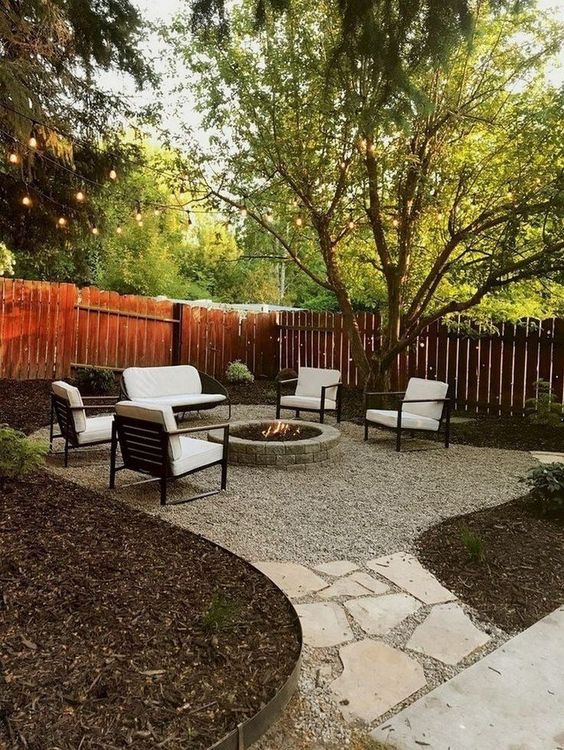 Patio with Fire Pit Ideas: Captivating Gravel Patio