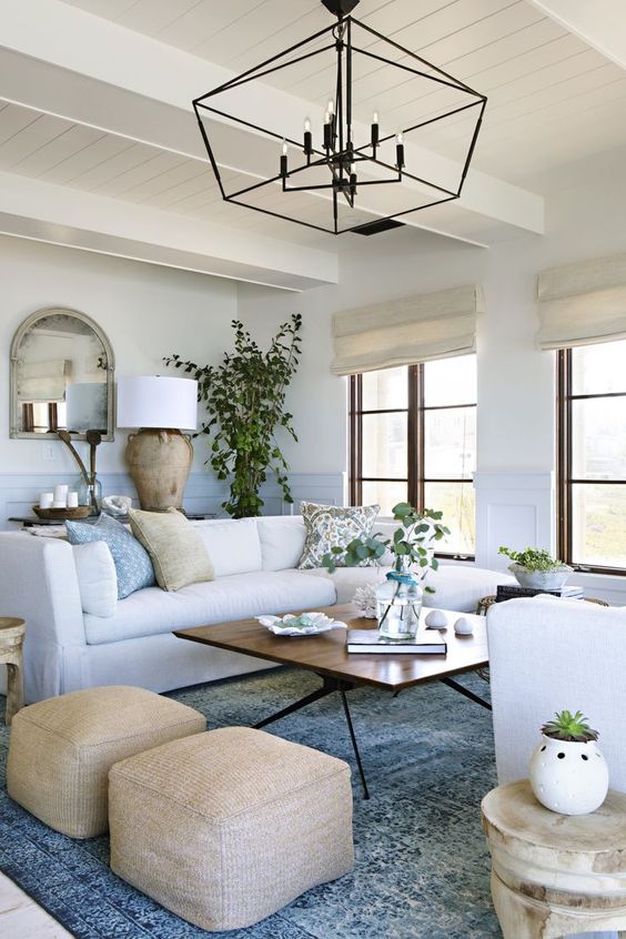 White Living Room Ideas: Beautiful Farmhouse Style