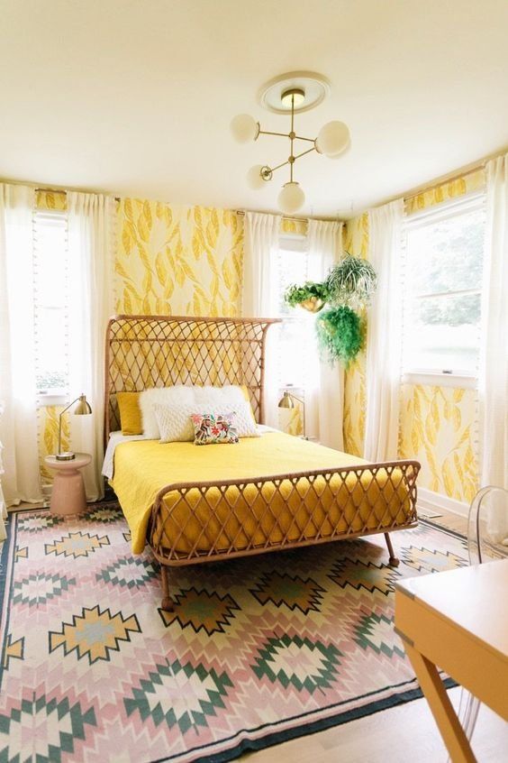 Yellow Bedroom Ideas: Attractive with Patterns