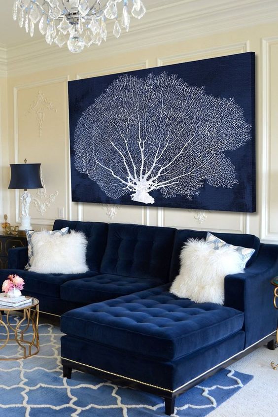 Blue Living Room Ideas: Elegant Blue and White