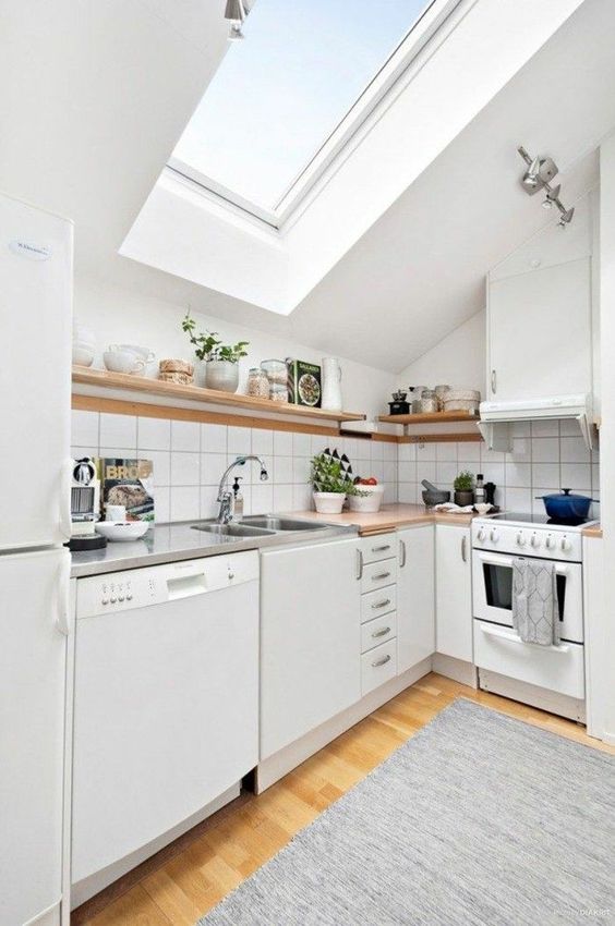 Attic Kitchen Ideas: Bright Scandinavian Kitchen